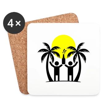 Équipage de la fête de l’île - Dessous de verre (lot de 4) - blanc - Devant