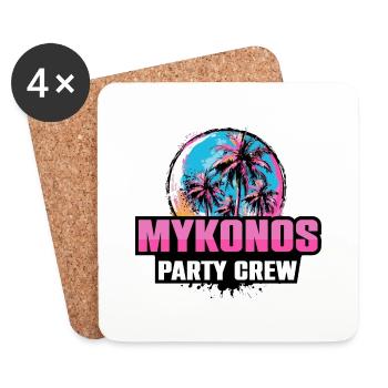 Mykonos Party Crew Urlaub Spruch - Untersetzer (4er-Set) - Weiß - Vorne