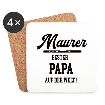 Bester Papa Maurer Vatertag Geb Meister Chef - Untersetzer (4er-Set) - Weiß - Vorne