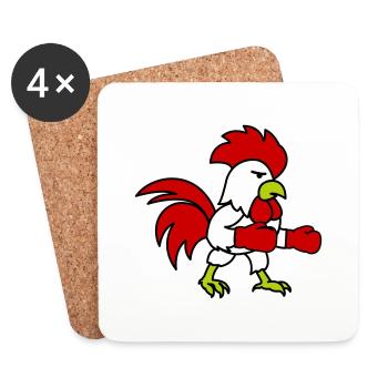 Boxeur - Dessous de verre (lot de 4) - blanc - Devant