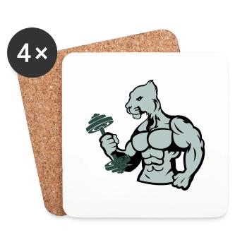 bodybuilder jaguar hantel - Untersetzer (4er-Set) - Weiß - Vorne