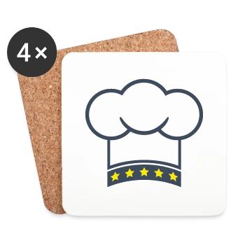 5 Star Chef's Hat Kitchen Master Chef Cool - Coasters (set of 4) - white - Front