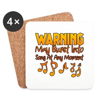 Warning May Burst Into Song At Any Moment 2 - Coasters (set of 4) - white - Front