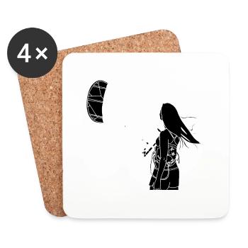 Kitegirl black and white - Coasters (set of 4) - white - Front