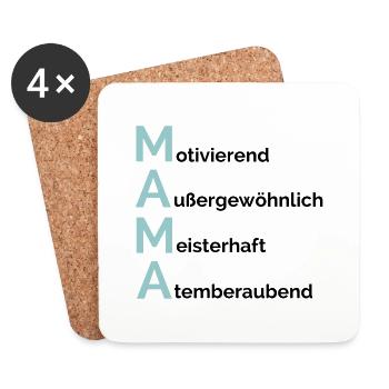 MAMA - Motivant, extraordinaire, magistral - Dessous de verre (lot de 4) - blanc - Devant
