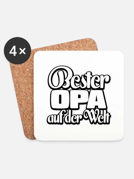 Bester Opa Spruch Geschenk - Untersetzer (4er-Set) - Weiß