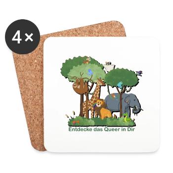 Queerreich Tierreich - Untersetzer (4er-Set) - Weiß - Vorne