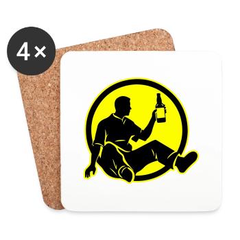 Beer Drinking Silhouette Party - Coasters (set of 4) - white - Front