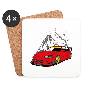 Car with mountain - Untersetzer (4er-Set) - Weiß - Vorne