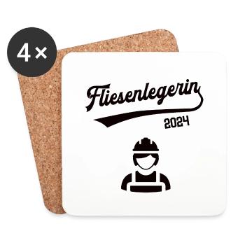 Fliesenlegerin 2024 Beruf Fliesenleger Azubi Frau - Untersetzer (4er-Set) - Weiß - Vorne