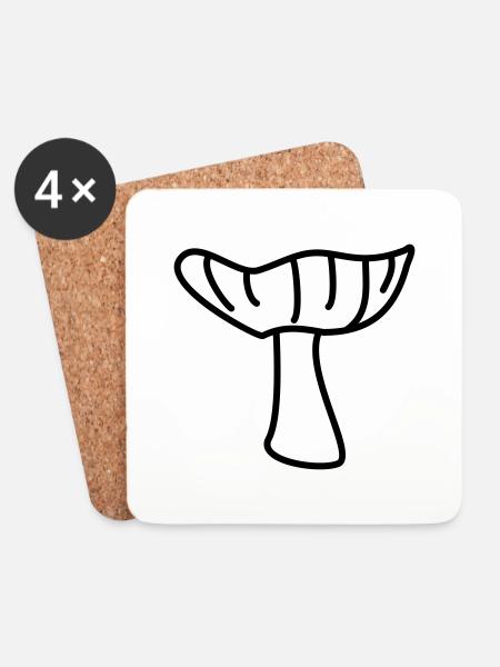 Mushroom - Coasters (set of 4) - white
