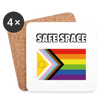 SAFE SPACE Inklusive Pride-Fortschrittsflagge - Untersetzer (4er-Set) - Weiß - Vorne