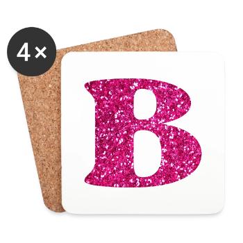 Buchstabe b rosa Glitzer - Untersetzer (4er-Set) - Weiß - Vorne