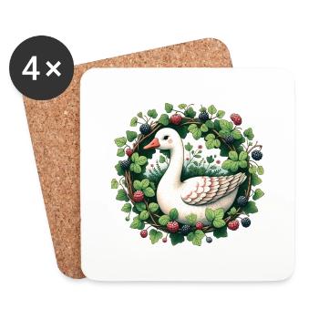 Gans - Untersetzer (4er-Set) - Weiß - Vorne