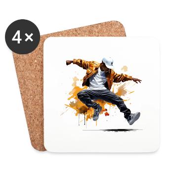 Breakdance: energy and acrobatics on the asphalt - Coasters (set of 4) - white - Front