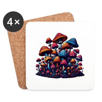 Psychedelic Mushroom Magic - Untersetzer (4er-Set) - Weiß - Vorne