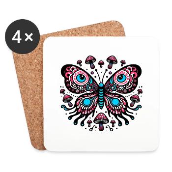 Vibrant Comic Butterfly - Coasters (set of 4) - white - Front