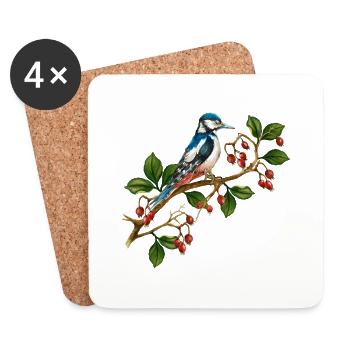 Oiseau coloré - Dessous de verre (lot de 4) - blanc - Devant