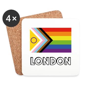 Inklusive Pride-Fortschrittsflagge London - Untersetzer (4er-Set) - Weiß - Vorne