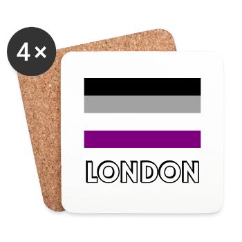 Drapeau de la fierté asexuelle de Londres - Dessous de verre (lot de 4) - blanc - Devant