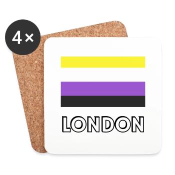 Drapeau de la fierté non binaire de Londres - Dessous de verre (lot de 4) - blanc - Devant