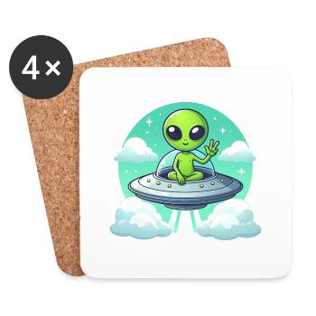 Un extraterrestre montre la paix - Dessous de verre (lot de 4) - blanc - Devant