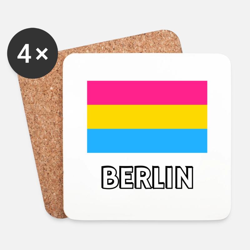 Pan Pride Flag Berlin - Coasters (set of 4) - white