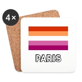 Drapeau de la fierté lesbienne Paris - Dessous de verre (lot de 4) - blanc - Devant