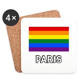 Pride Flagge Paris Schwul Regenbogen LGBTQ Queer Lesbe - Untersetzer (4er-Set) - Weiß - Vorne
