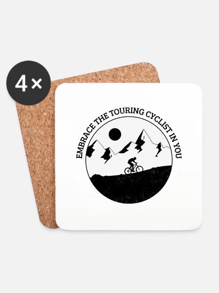 Embrace the Touring Cyclist in You - Coasters (set of 4) - white