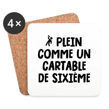 plein comme un cartable de sixième - Dessous de verre (lot de 4) - blanc - Devant