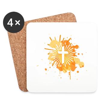 Das Kreuz mit bunten und optimistischen Farben - Untersetzer (4er-Set) - Weiß - Vorne