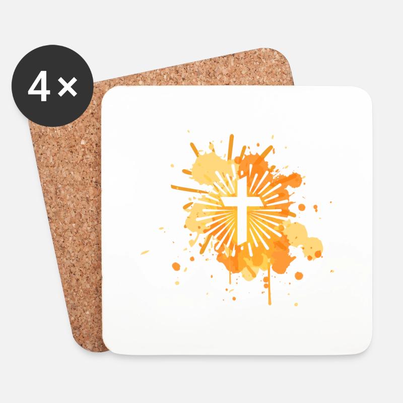 Das Kreuz mit bunten und optimistischen Farben - Untersetzer (4er-Set) - Weiß