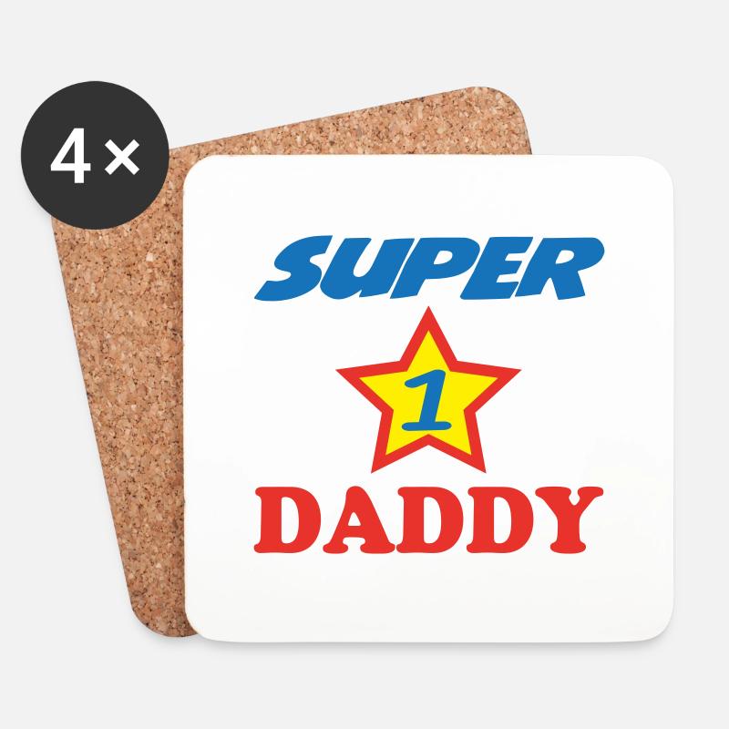 SUPER PAPA - Untersetzer (4er-Set) - Weiß