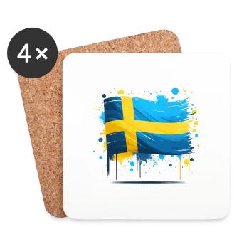 Sverige Suède Drapeau Schweden Flagge - Dessous de verre (lot de 4) - blanc - Devant