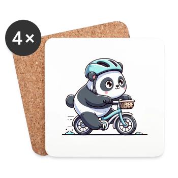 Cute Cyclist Panda - Untersetzer (4er-Set) - Weiß - Vorne