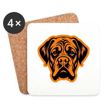 Mastiff Dog Head - Coasters (set of 4) - white - Front
