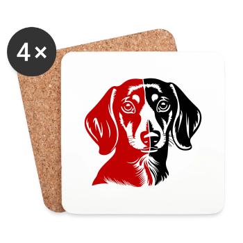 Dachshund Hund Kopf Dackel - Untersetzer (4er-Set) - Weiß - Vorne