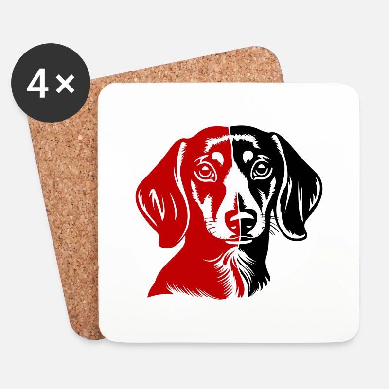 Dachshund Hund Kopf Dackel - Untersetzer (4er-Set) - Weiß