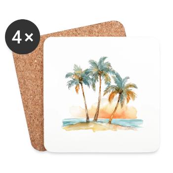 PLAGE AUX TROIS PALMIERS - Dessous de verre (lot de 4) - blanc - Devant