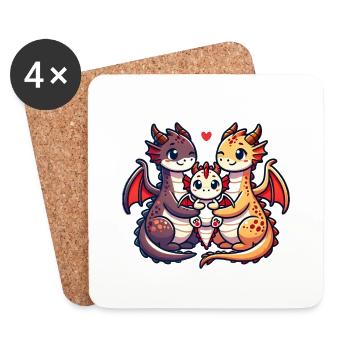 Dragon Family Mother And Father With One Child - Coasters (set of 4) - white - Front