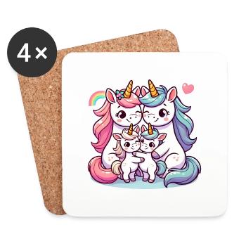 Unicorn Family Mother And Father With Two Children - Untersetzer (4er-Set) - Weiß - Vorne