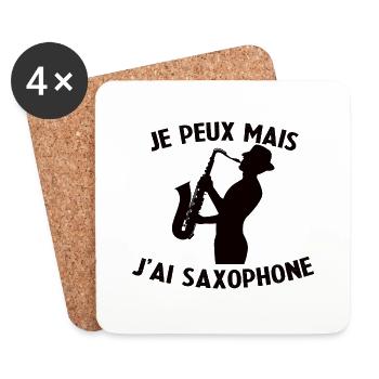 Saxophoniste Musicien Saxo Jazz Musique Drôle - Dessous de verre (lot de 4) - blanc - Devant
