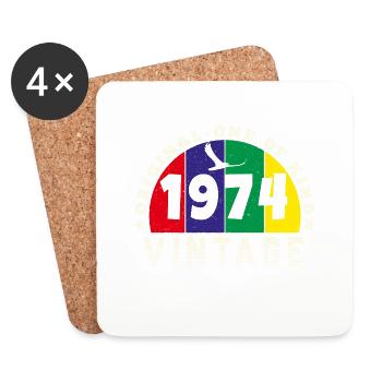 Vintage 1974 Retro - Bursdag - Coasters (set of 4) - white - Front