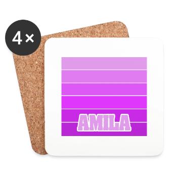 Mädchenname Amila - Untersetzer (4er-Set) - Weiß - Vorne