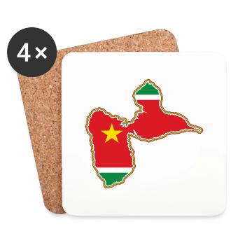 drapeau carte géographique de la guadeloupe - Dessous de verre (lot de 4) - blanc - Devant