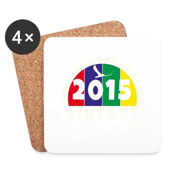 Jahrgang 2015 Retro - Bursdag - Untersetzer (4er-Set) - Weiß - Vorne