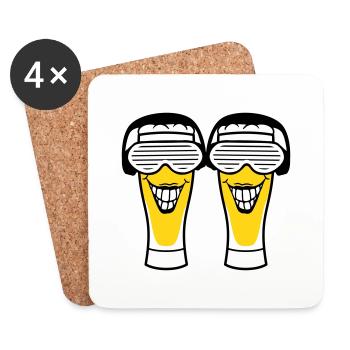 2 Party Beer Friends Alcohol Glass Drinking Drinking - Coasters (set of 4) - white - Front