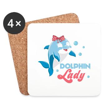 Crazy Dolphin Lady Beach Vacation Marine Biology - Untersetzer (4er-Set) - Weiß - Vorne