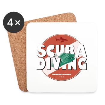 Logo de l’écusson de plongée sous-marine avec murène - Dessous de verre (lot de 4) - blanc - Devant